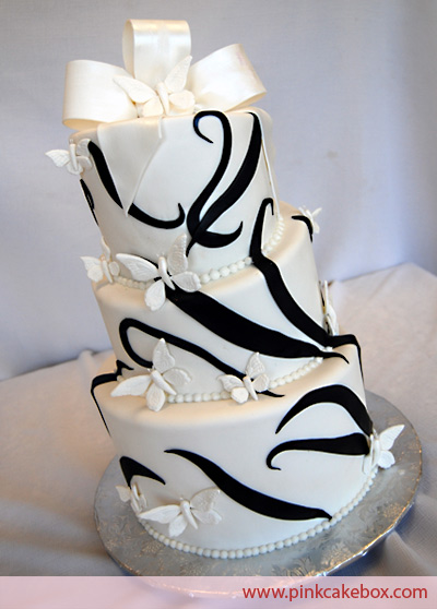 Black and White Butterfly Wedding Cake