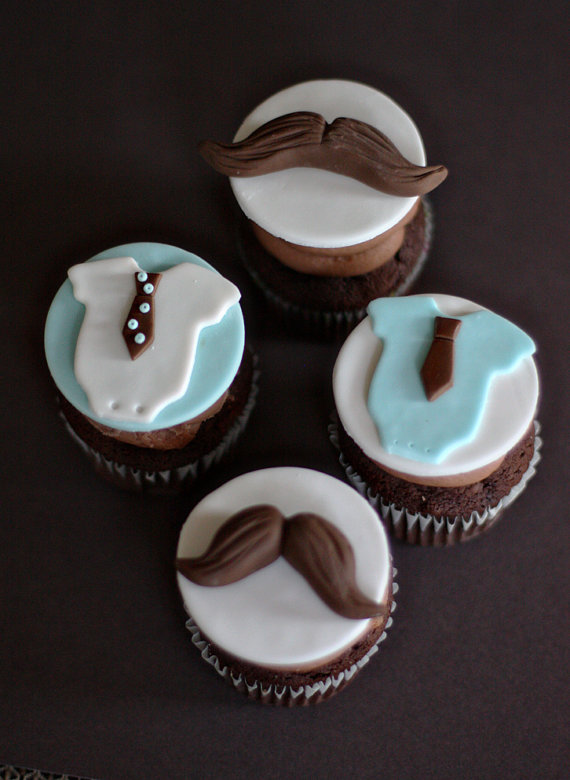 Bow Tie and Mustache Baby Shower Cake