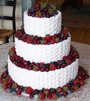 11 Photos of Wedding Sheet Cakes With Fruit