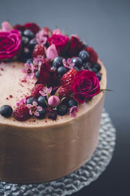 Chocolate Cake Decorated with Flowers