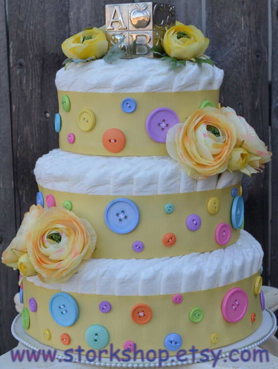 Cute as a Button Diaper Cake Ideas