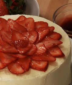 Decorating Cake with Fresh Strawberries