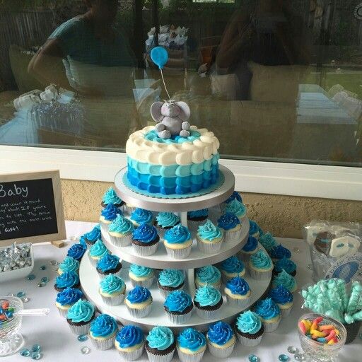 Elephant Baby Shower Cake and Cupcakes