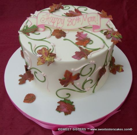 Fall Autumn Leaves Birthday Cake
