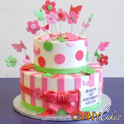 Flowers and Butterflies Birthday Cake