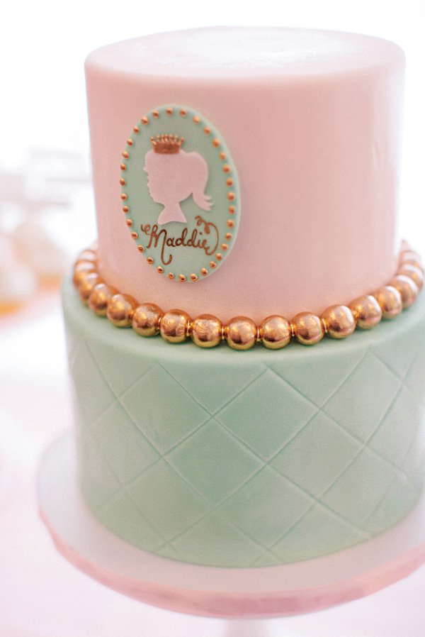 Gold and Pink 1st Birthday Cake