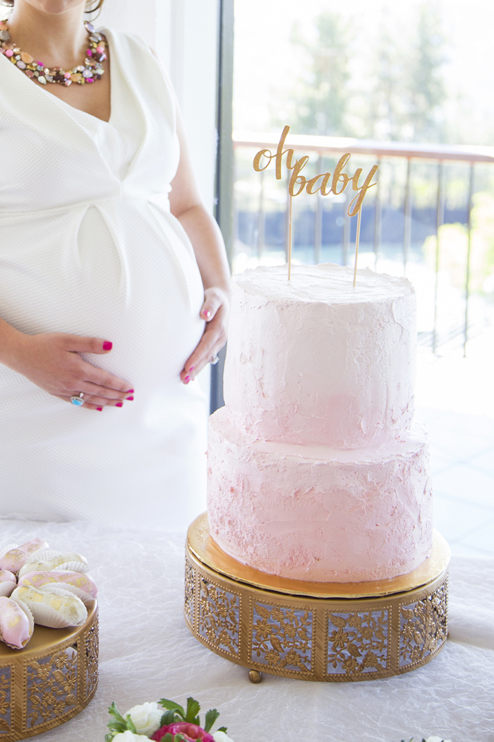 Gold and Pink Baby Shower Cake Buttercream