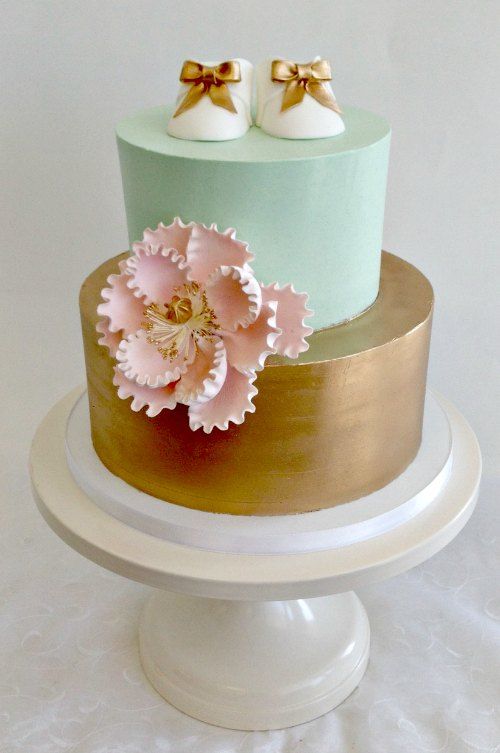 Gold Baby Shower Cake