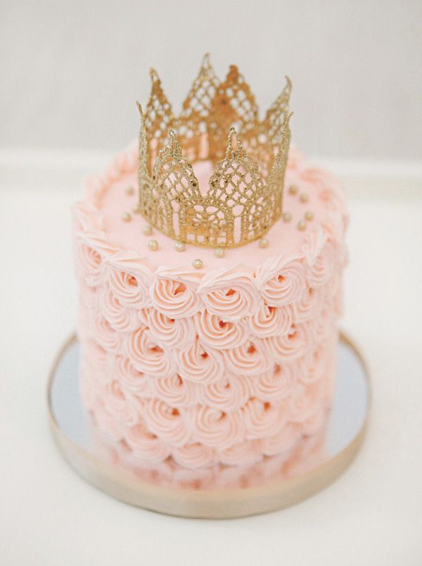 Gold Pink First Birthday Cake