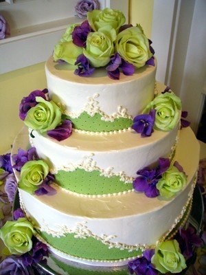 Green and Purple Wedding Cake