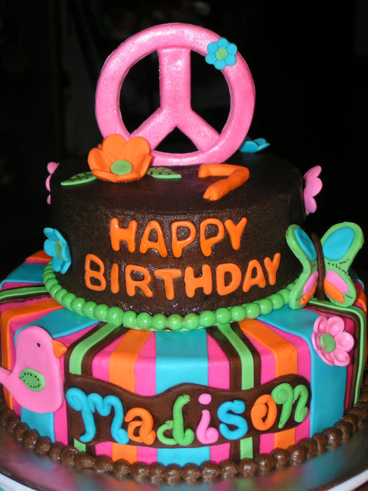 Hippie Chick Themed Birthday Cakes