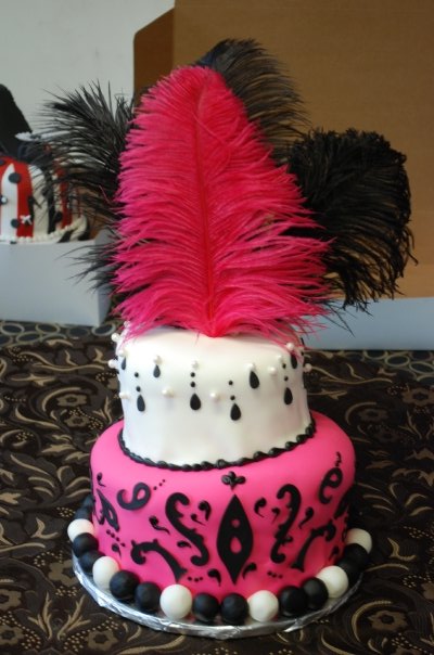 Hot Pink and Black Birthday Cake