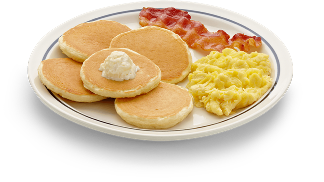 IHOP Breakfast Pancakes Eggs and Bacon