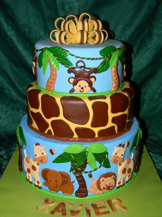 Jungle Safari Theme Baby Shower Cake