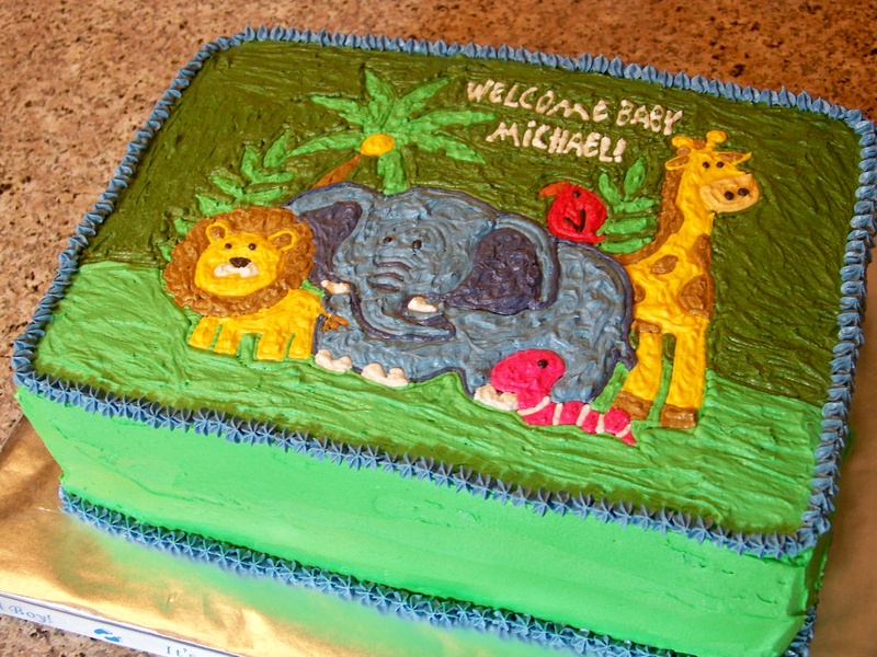 Jungle Theme Baby Shower Sheet Cake