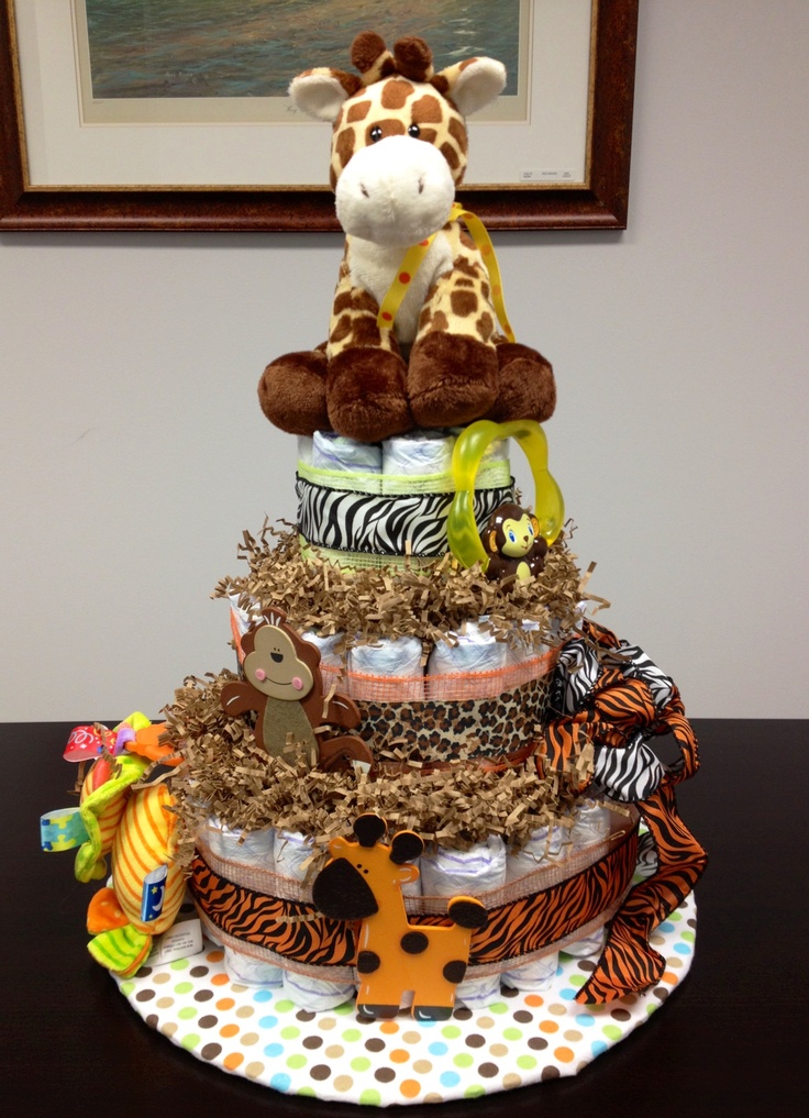 Jungle Themed Baby Shower Diaper Cake