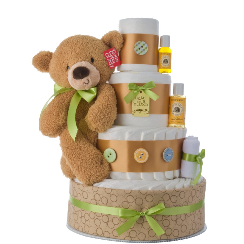 9 Photos of Button Diaper Cakes For Girls