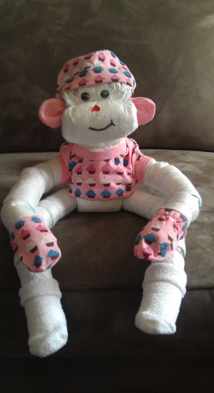 Monkey Girl Baby Shower Diaper Cake