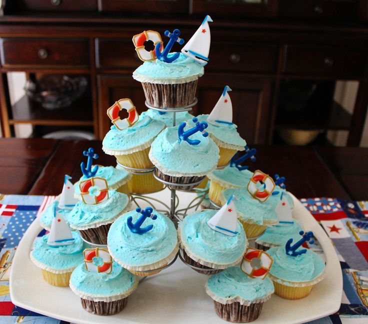 Nautical Baby Shower Cupcakes