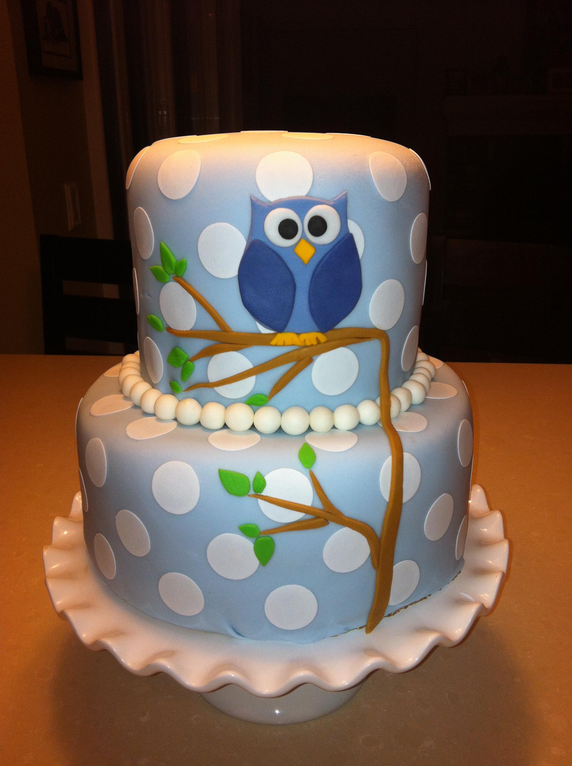 Owl Baby Shower Cake