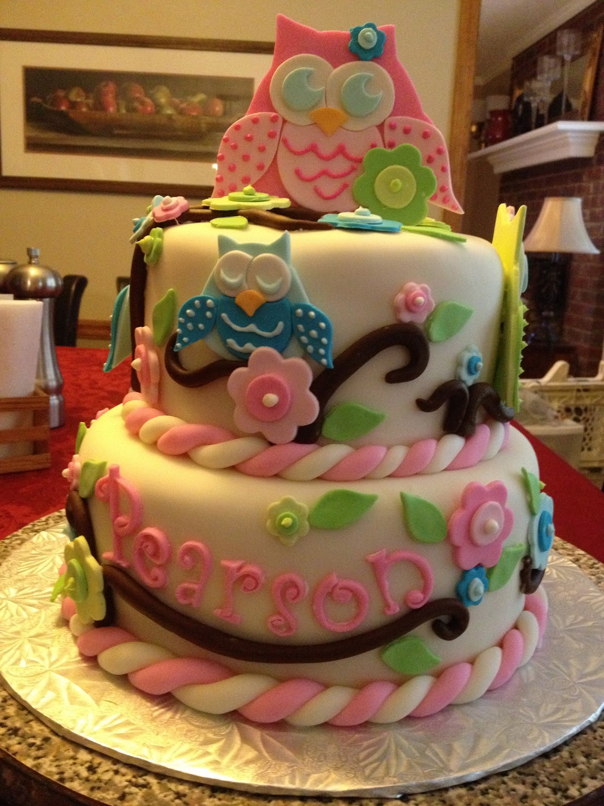 Owl Baby Shower Cake