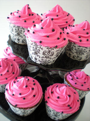 Pink and Black Cupcakes