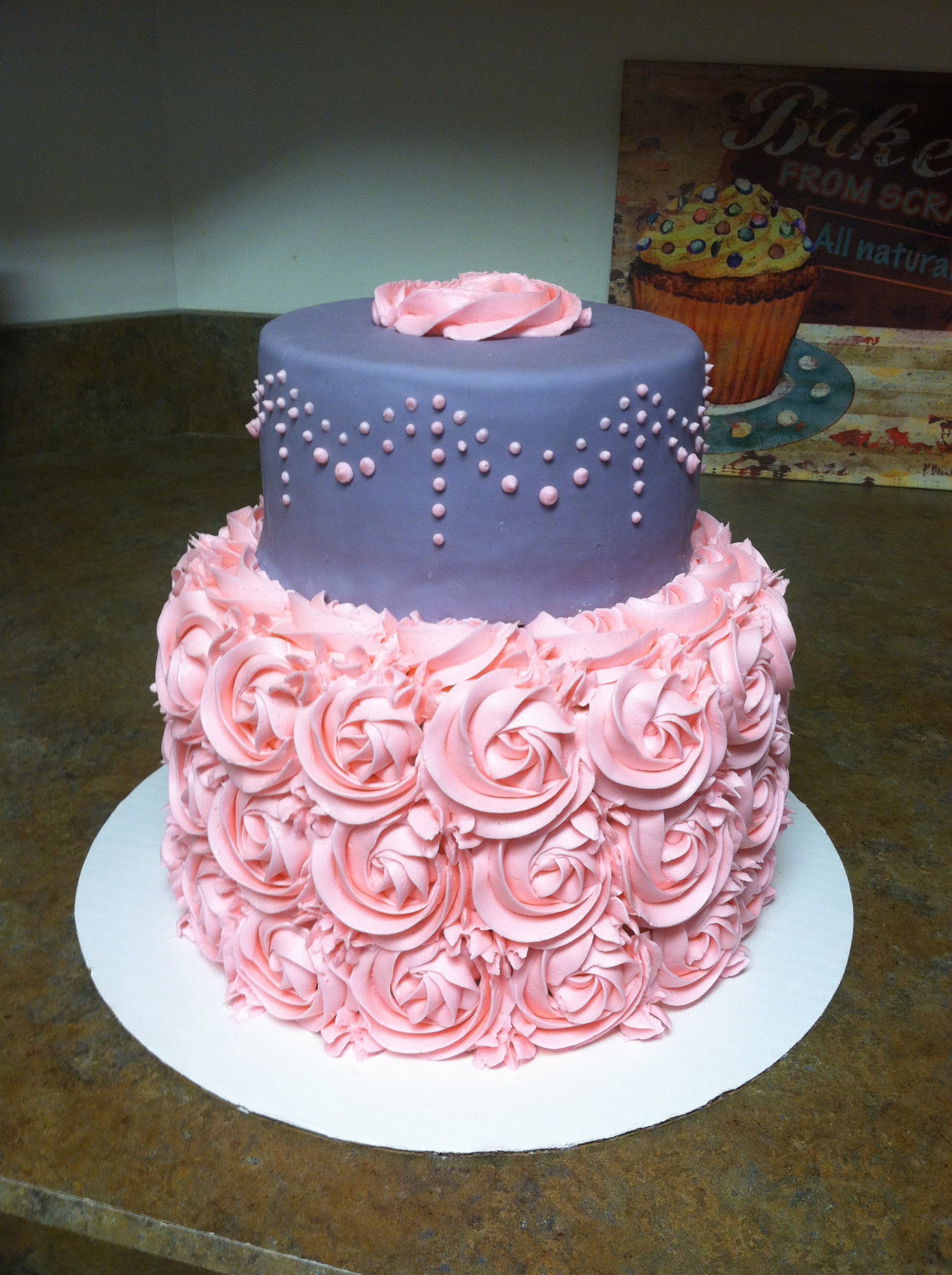 Pink and Grey Baby Shower Cake