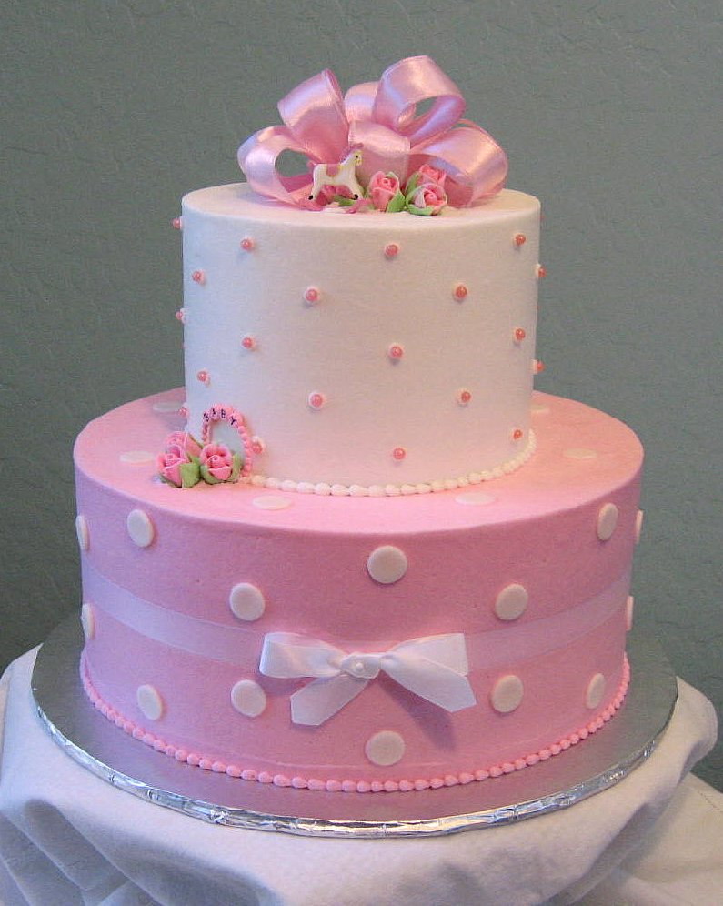 11 Photos of White And Pink Baby Shower Cakes Buttercream