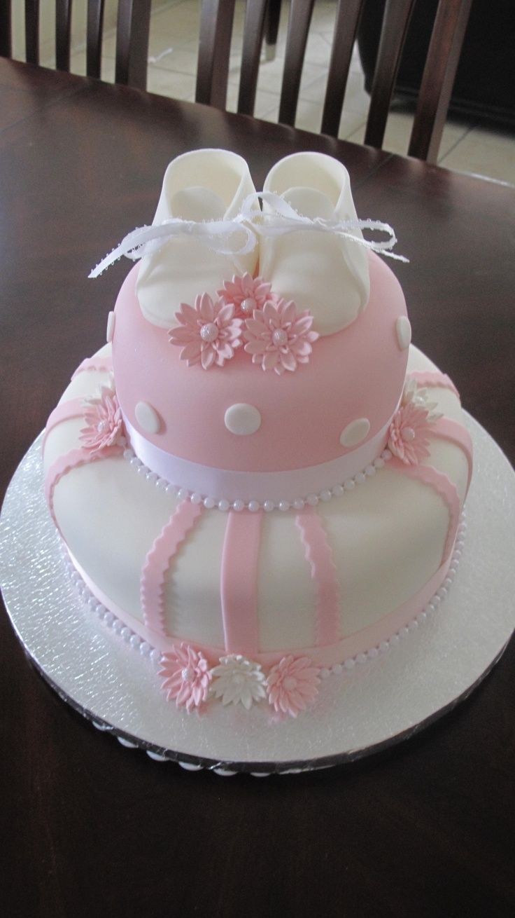 Pink Baby Shower Cake with Booties