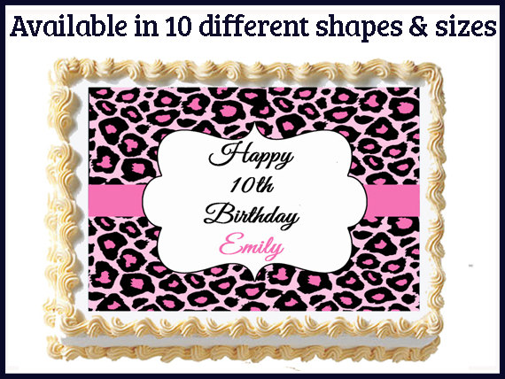 Pink Cheetah Print Birthday Sheet Cake