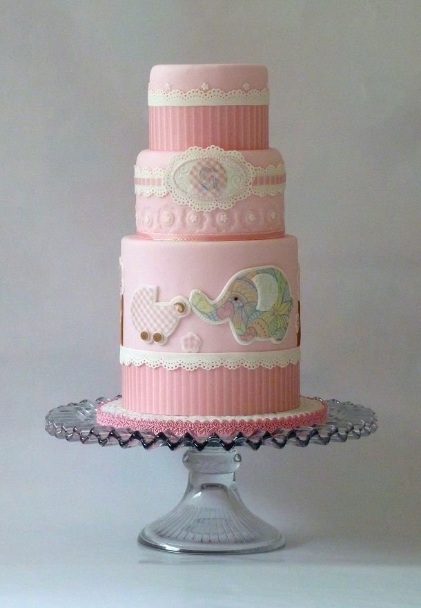 Pink Elephant Baby Shower Cake