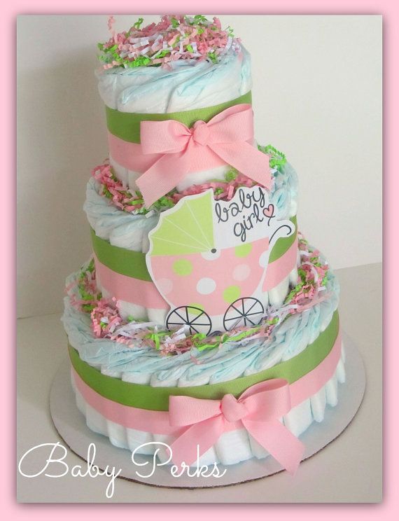 Pink Girl Baby Shower Diaper Cake