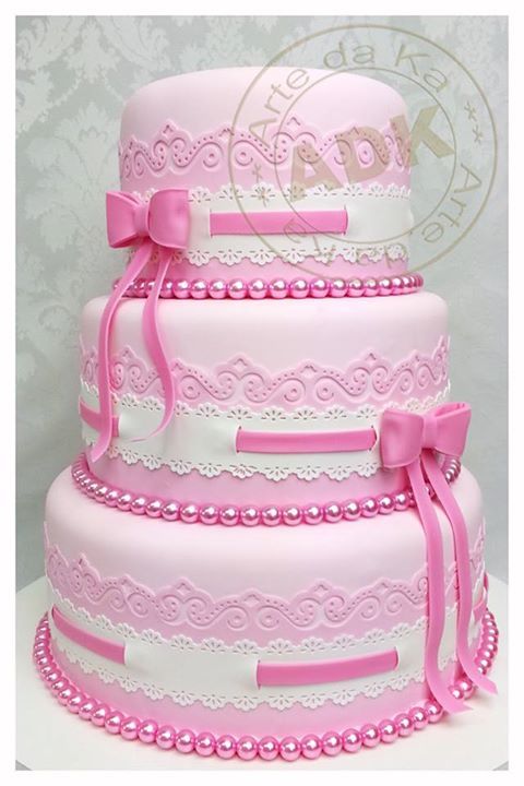 Pink Lace Birthday Cake