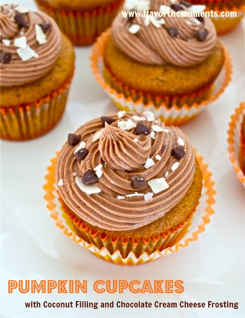 Pumpkin Cupcakes with Cream Cheese Filling