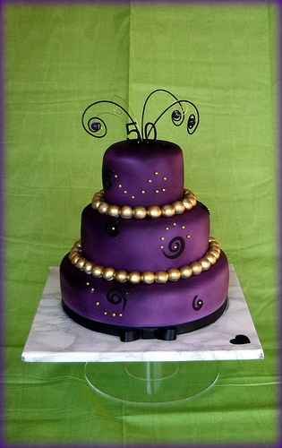 Purple and Gold Birthday Cake