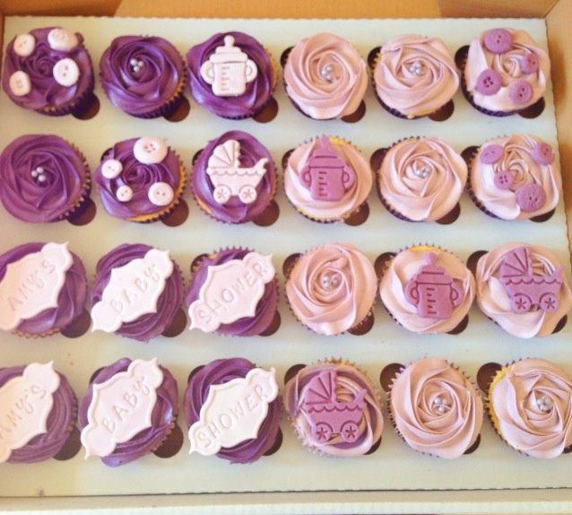 Purple Baby Shower Cupcakes