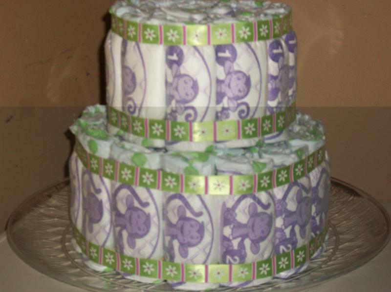 Purple Baby Shower Diaper Cake