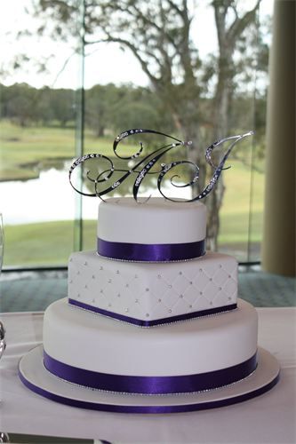 Purple Square and Round Wedding Cakes