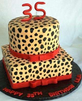 Red Cheetah Print Birthday Cake