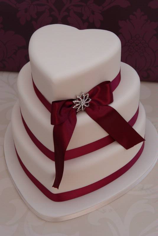 Red Heart Shaped Wedding Cake