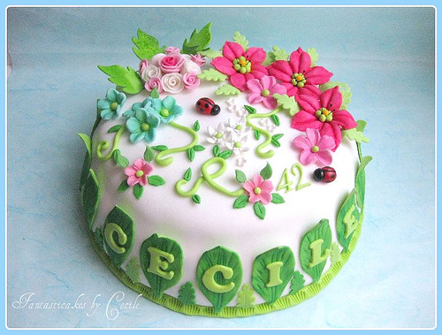 Spring Birthday Cake with Flowers