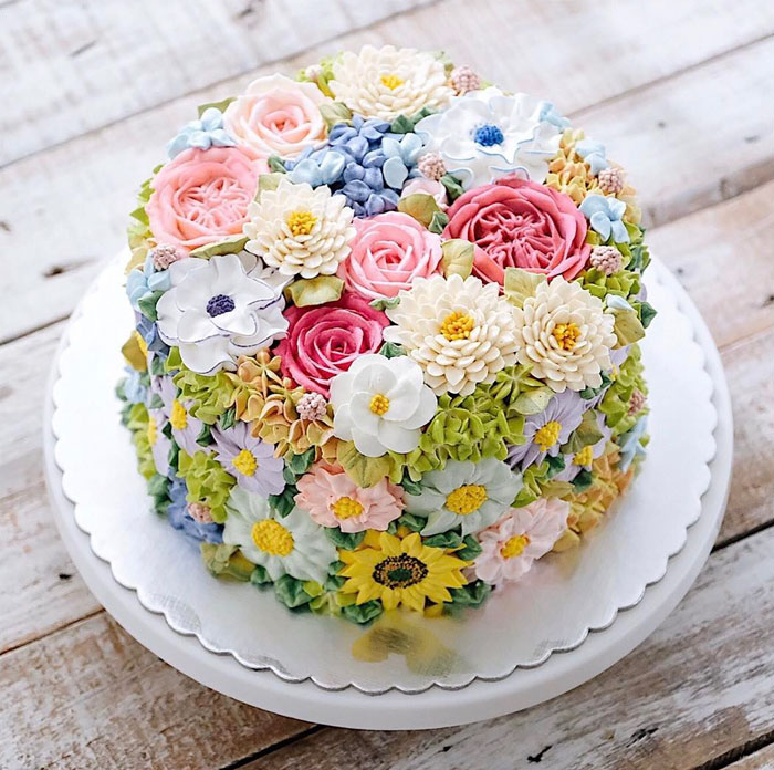 Spring Flowers Cake Buttercream