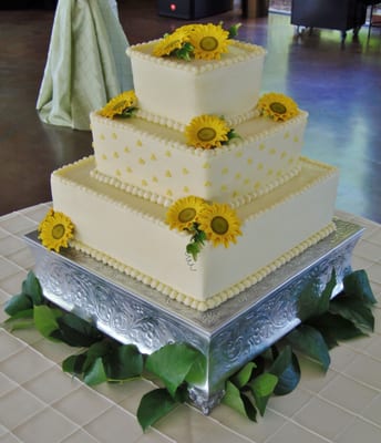 Square Sunflower Wedding Cake