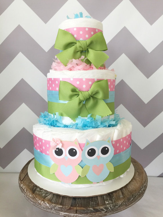 Twins Gender Reveal Diaper Cakes