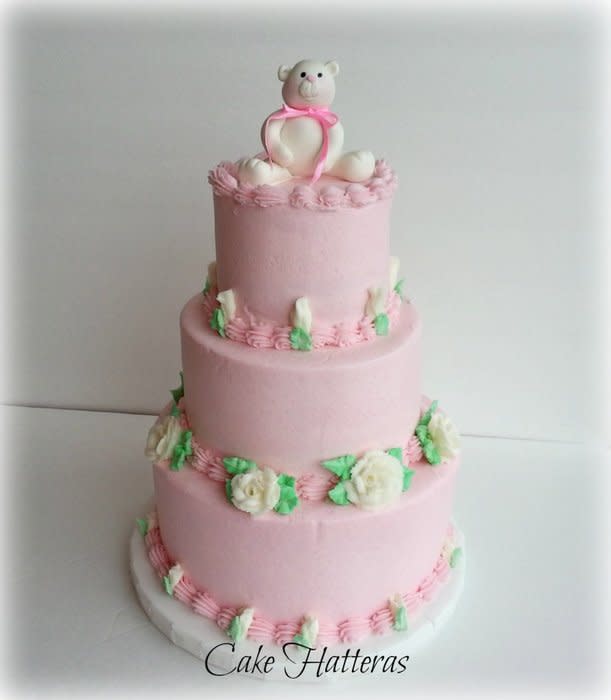 White and Pink Baby Shower Cake