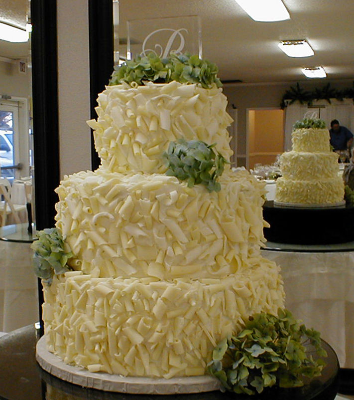 White Chocolate Curl Wedding Cake