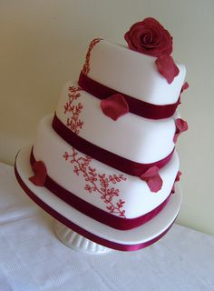 3 Tier Heart Shaped Wedding Cake