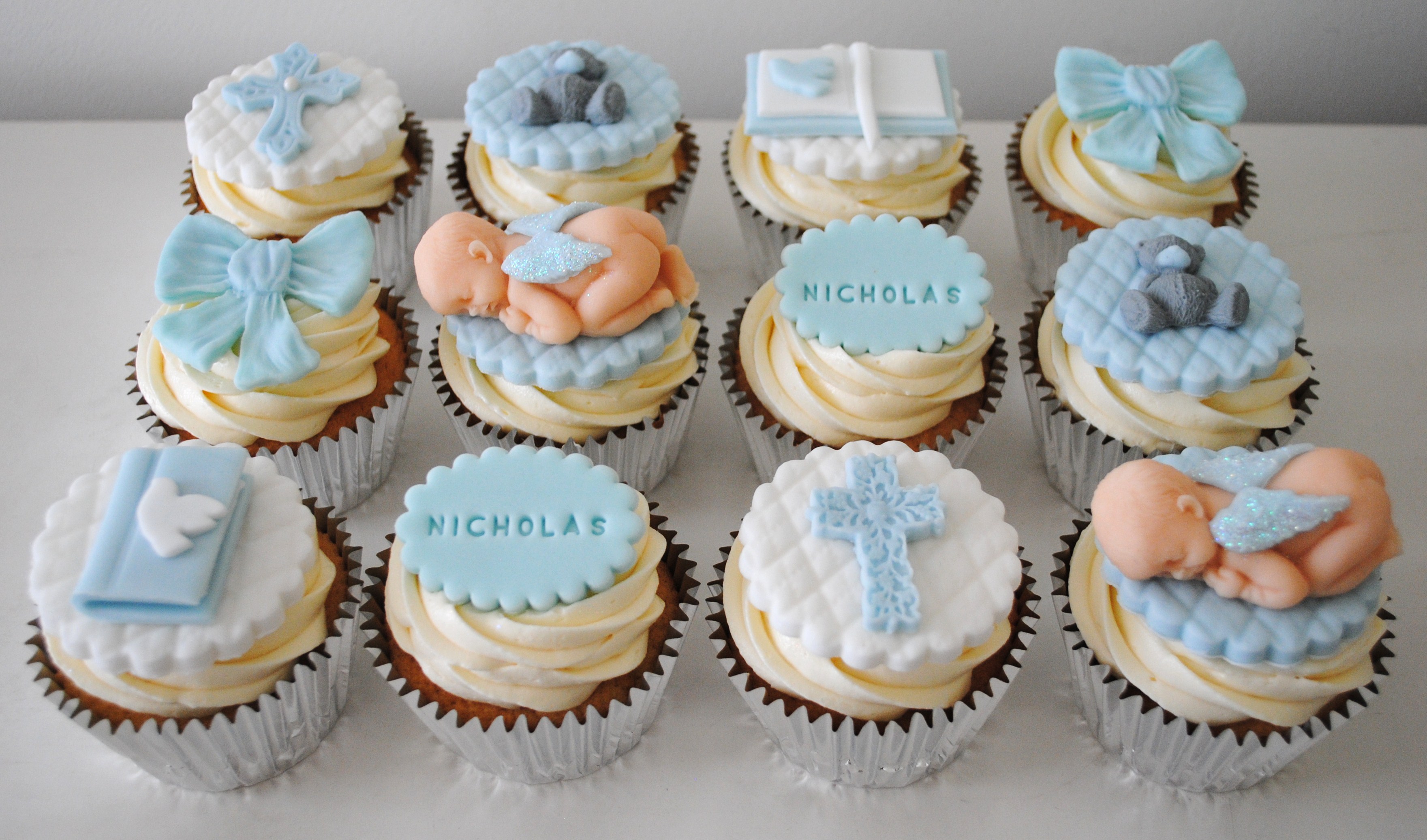 Baby Boy Christening Cupcakes