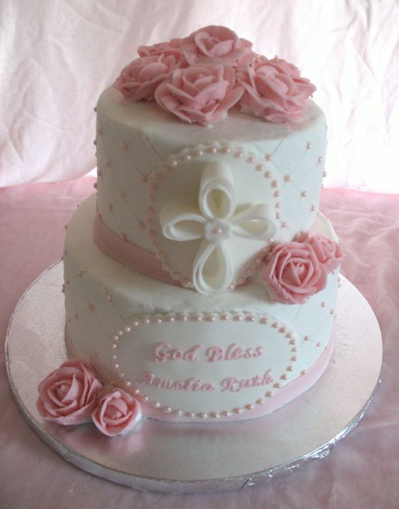 Baby Girl Baptism Cake