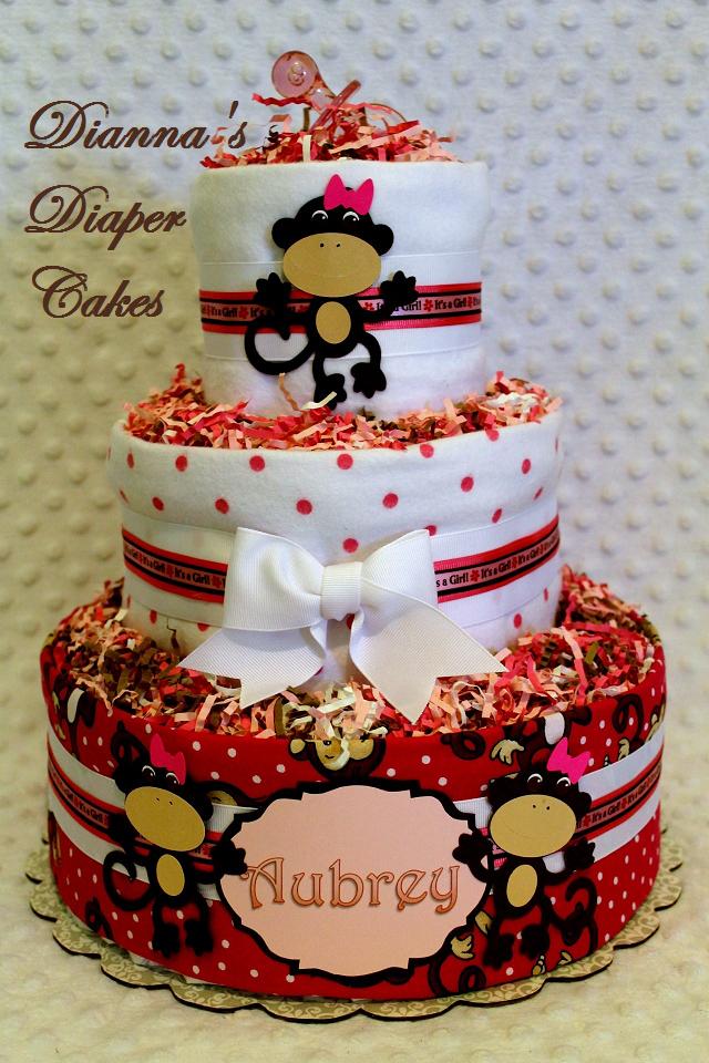 Baby Girl Monkey Diaper Cake